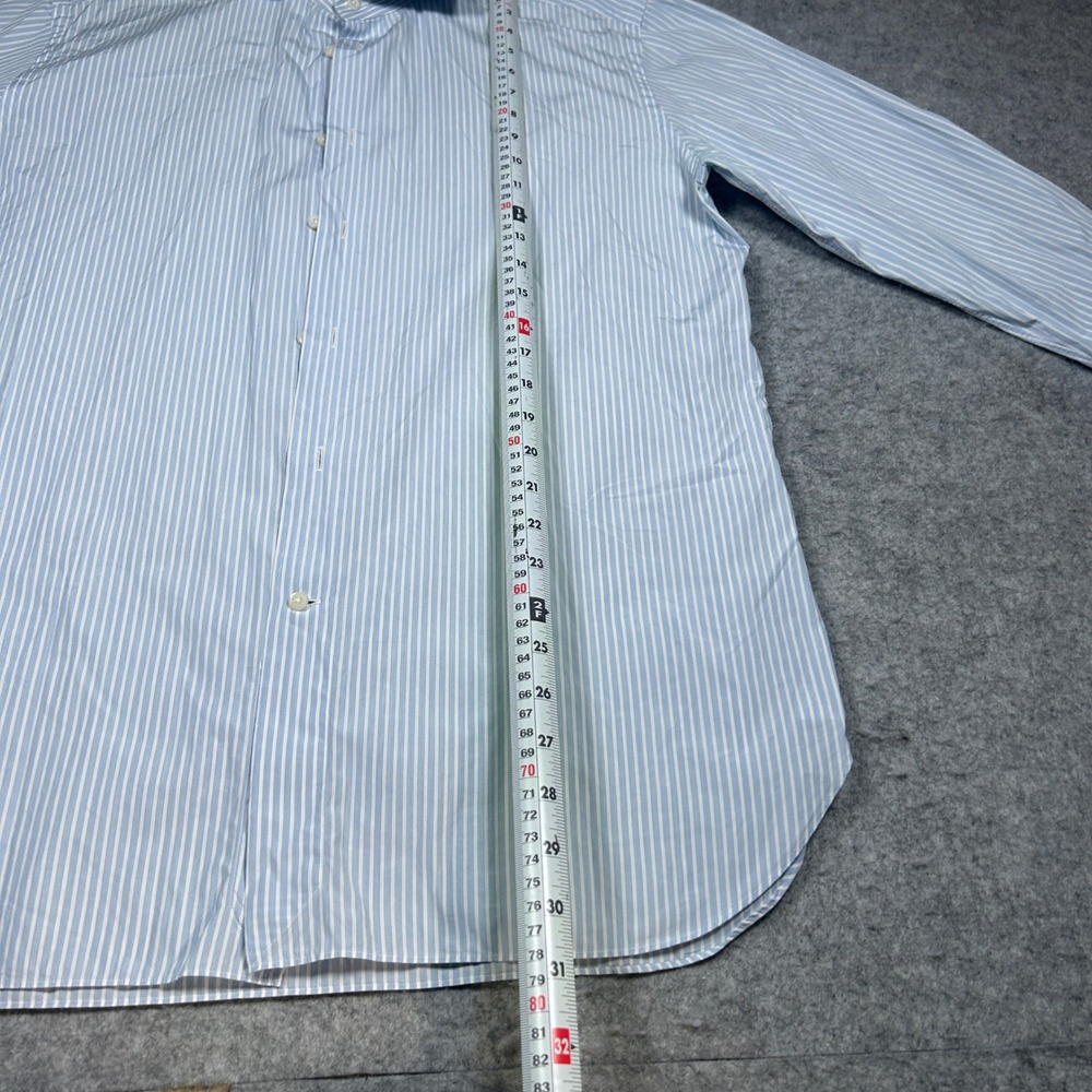 Ermenegildo Zegna Dress Shirt Men 16 Large Blue White Striped Luxury button down - Picture 6 of 16